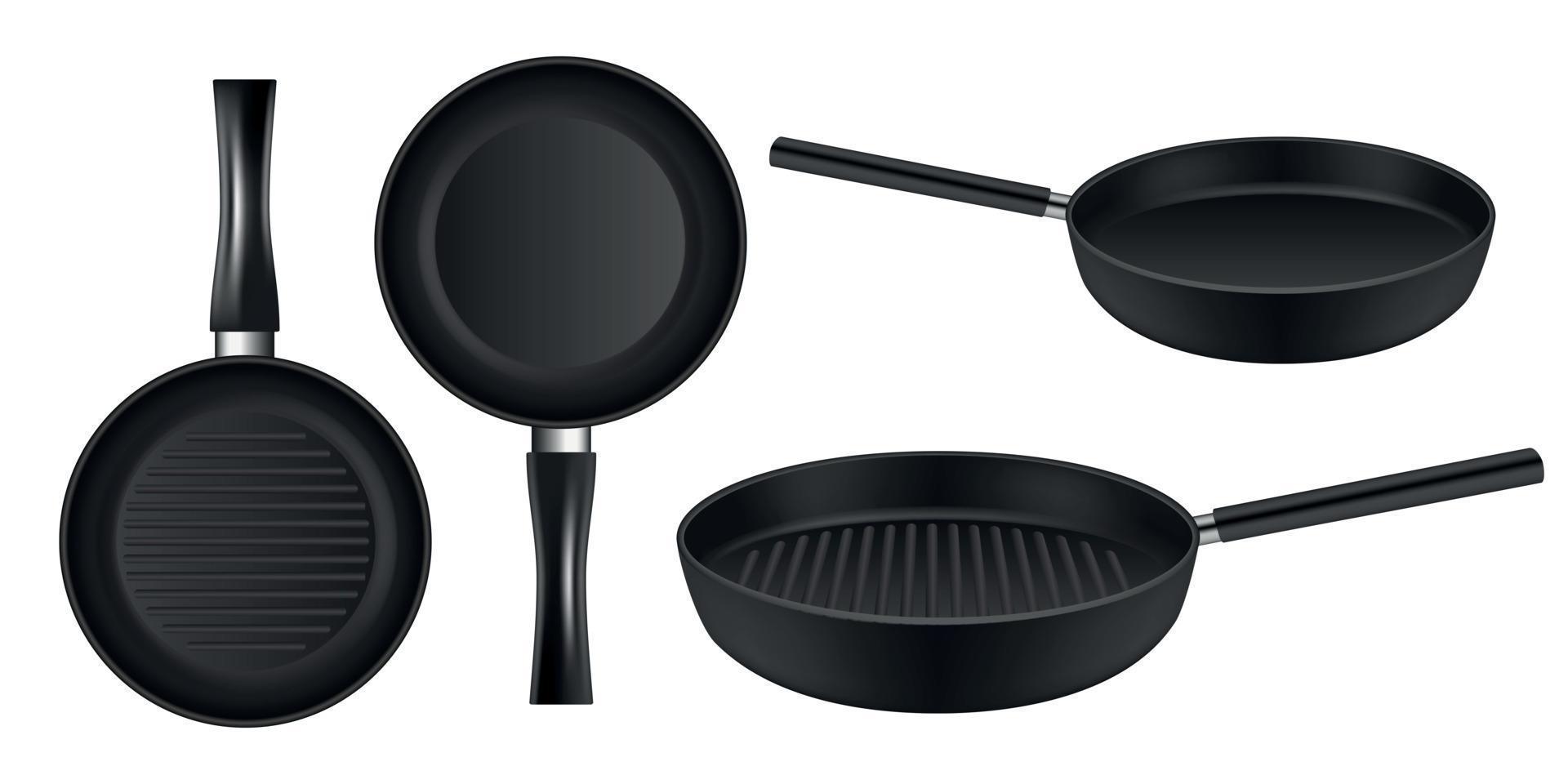 Griddle icon set, realistic style vector