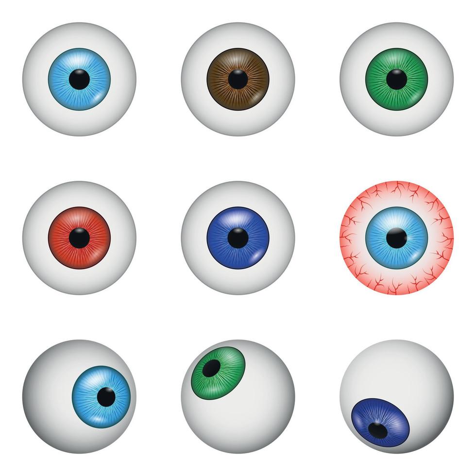 Eye ball anatomy mockup set, realistic style vector