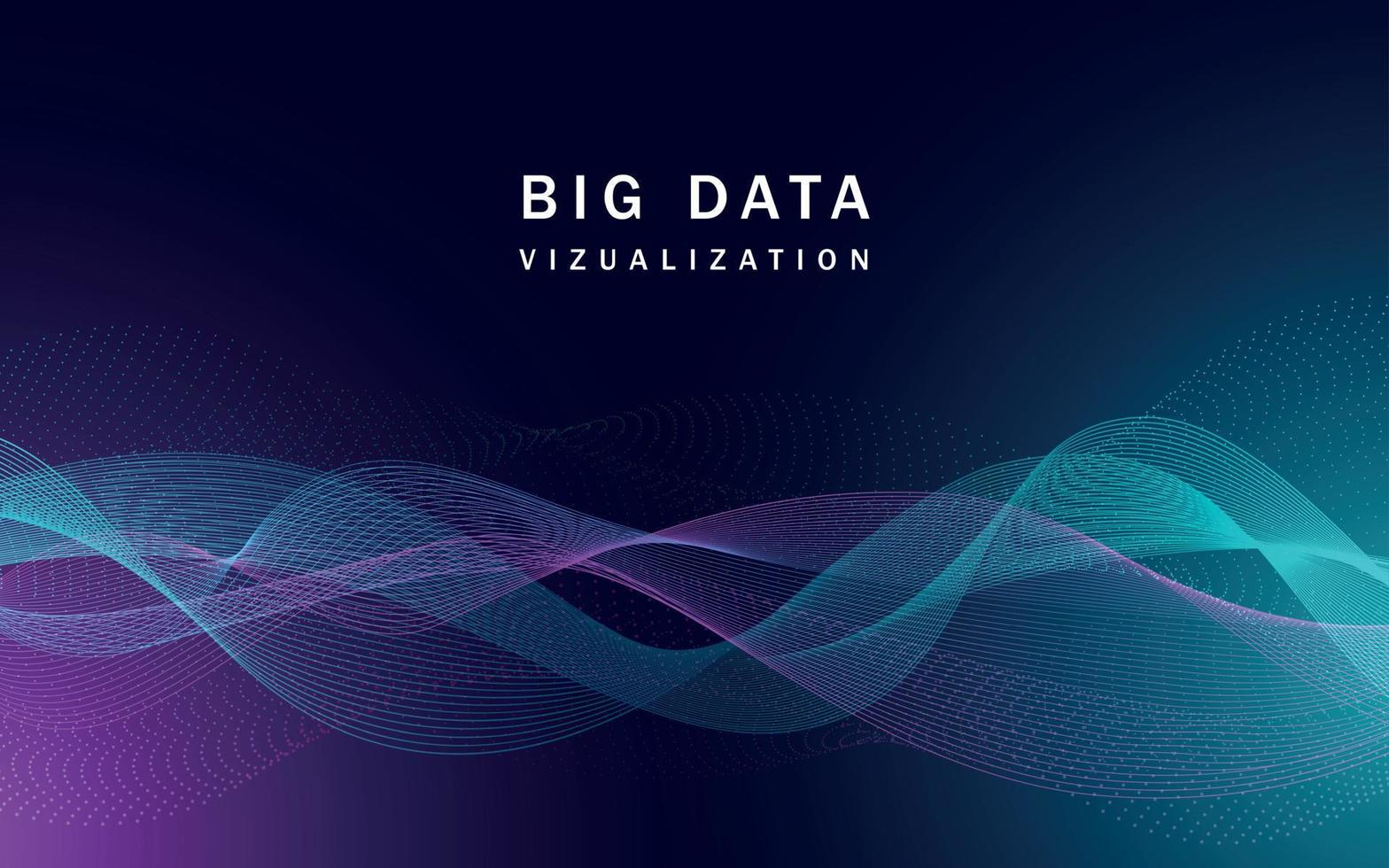 Visualization big data banner, realistic style vector