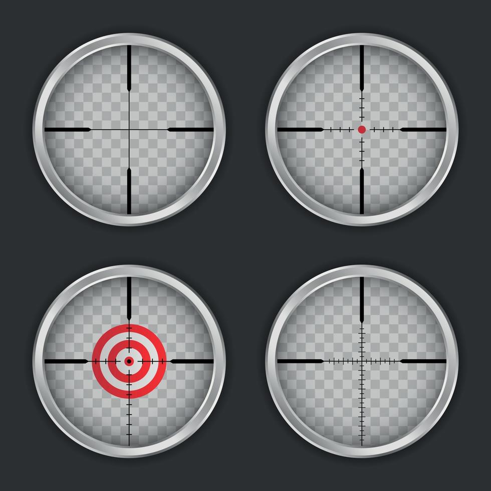 Crosshair icon set, realistic style vector