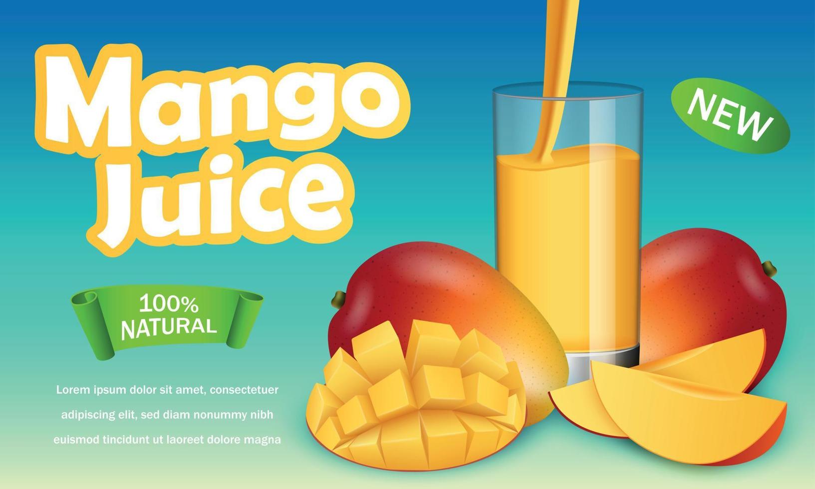 Mango banner, realistic style vector