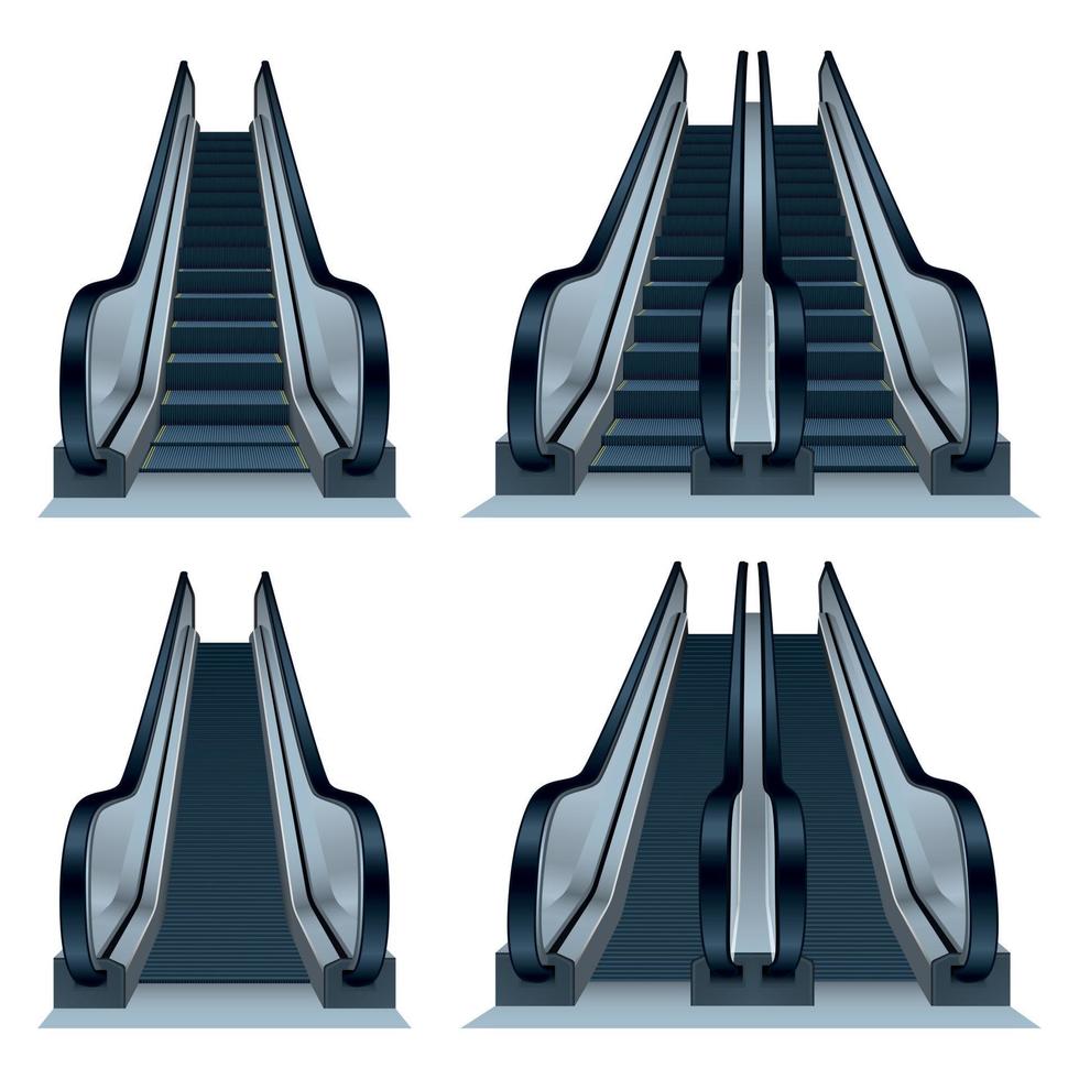 Escalator icon set, realistic style vector