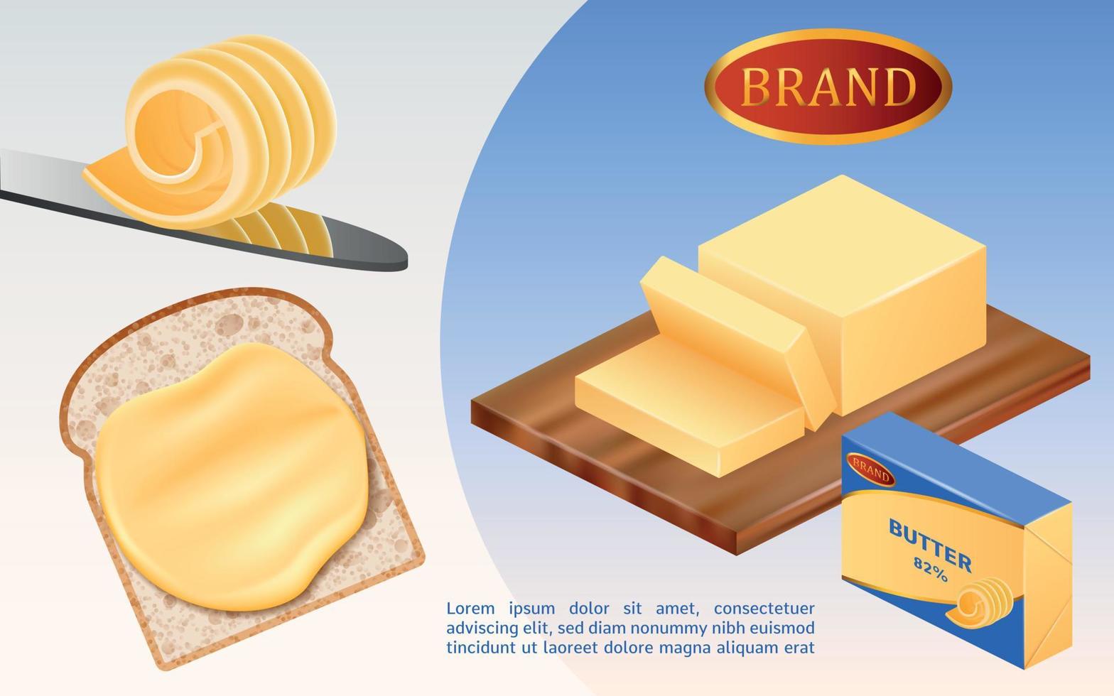 fondo de concepto de leche de mantequilla, estilo realista vector