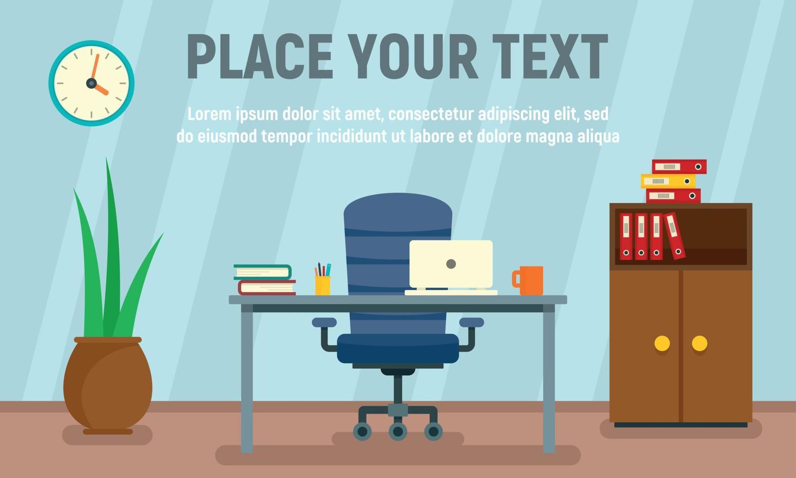Desk chair concept banner, flat style vector