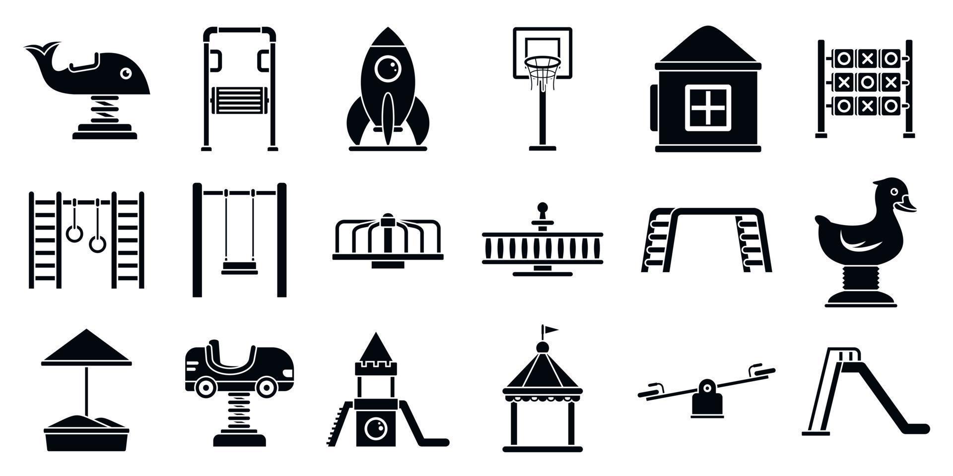 Outside kid playground icon set, simple style vector