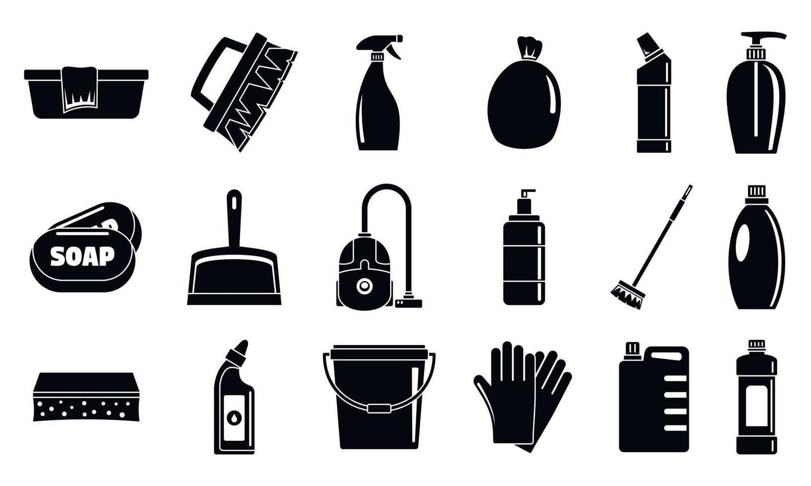 House cleaner equipment icons set, simple style vector