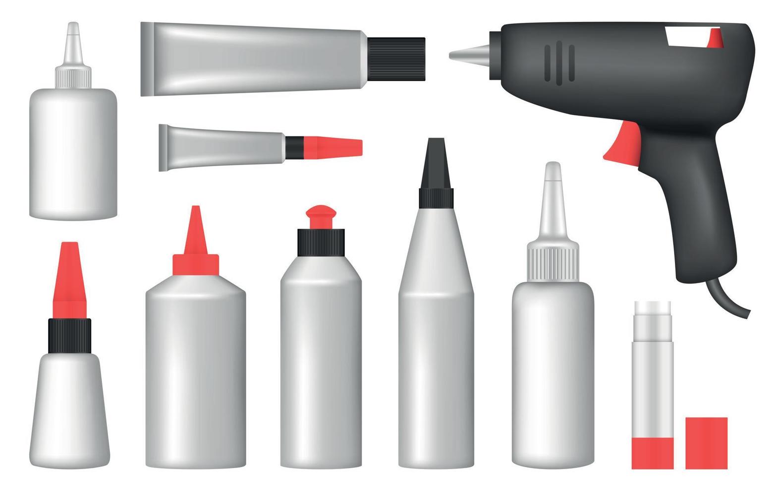 Glue icon set, realistic style vector