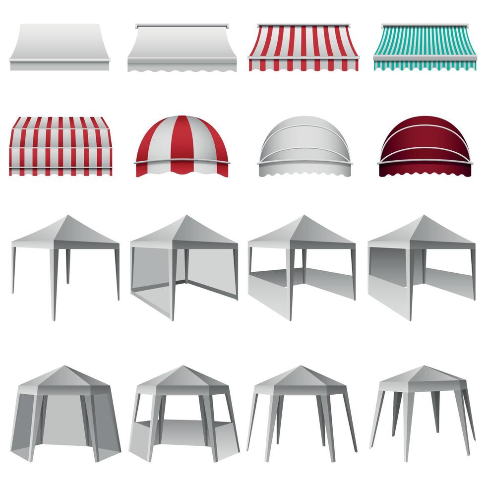 Canopy shed overhang mockup set, realistic style vector