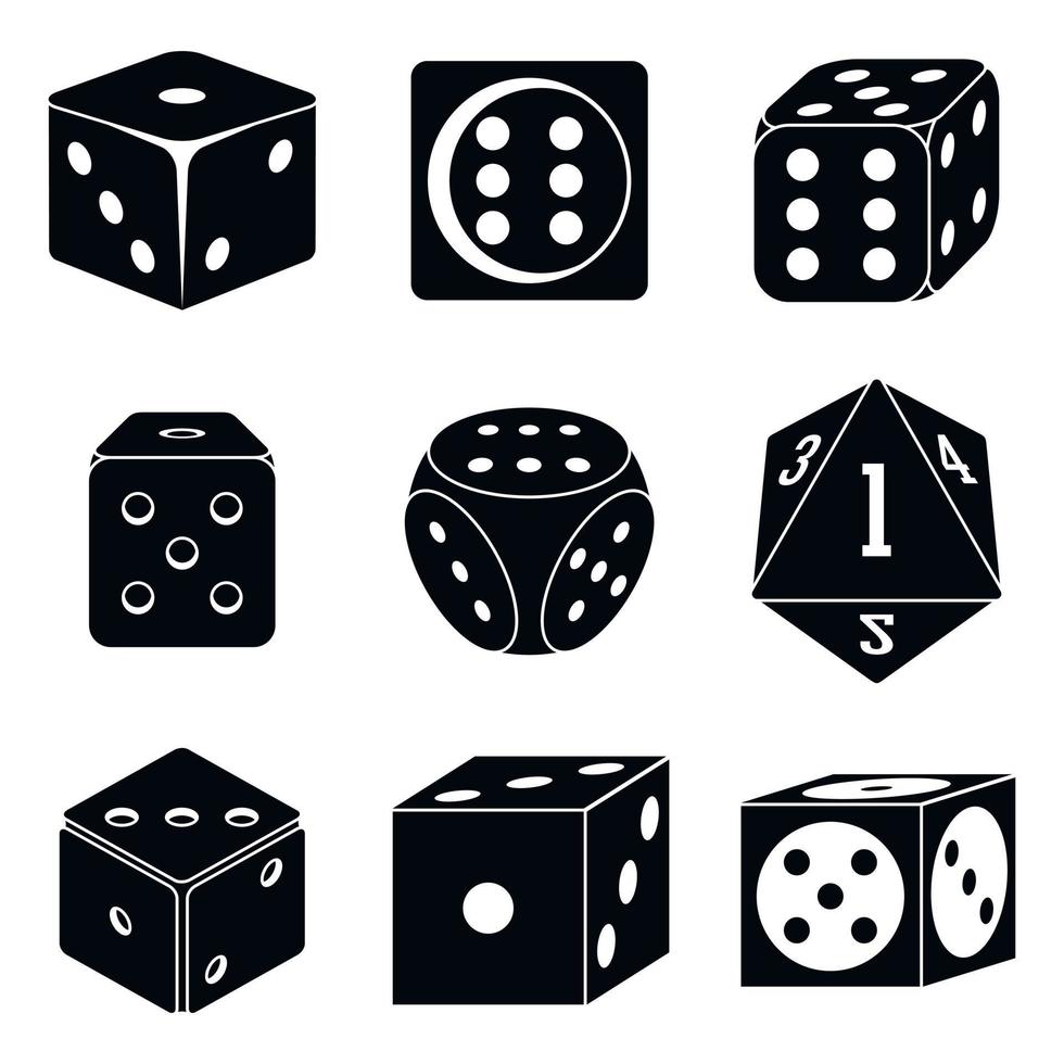 Conjunto de iconos de dados de casino, estilo simple vector