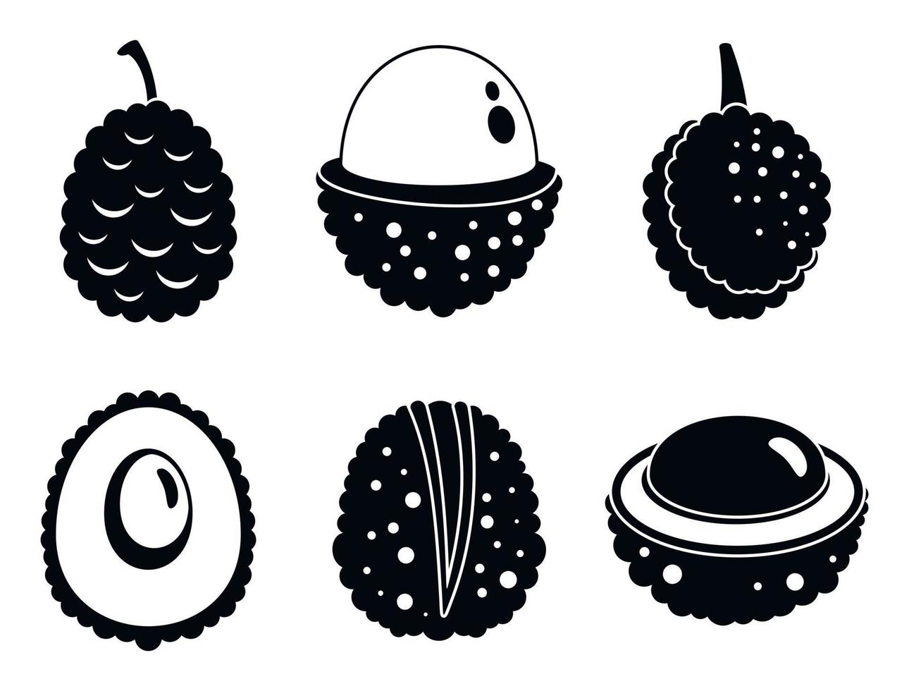 Fresh lychees icons set, simple style vector