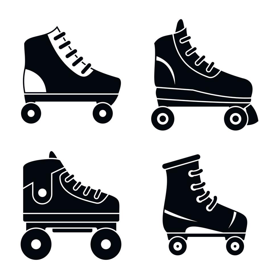 Quad roller skates icons set, simple style vector