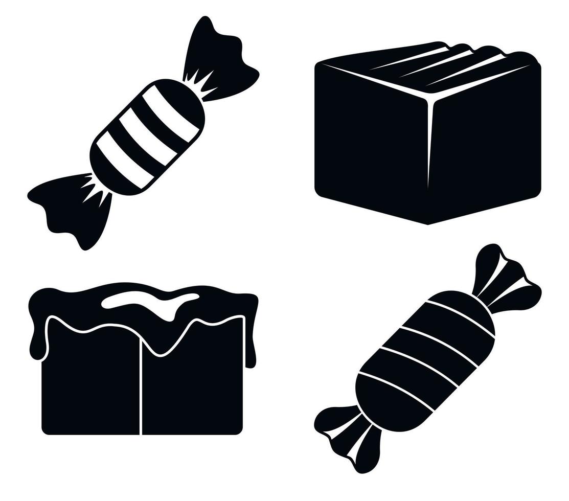 Candy toffee icons set, simple style vector