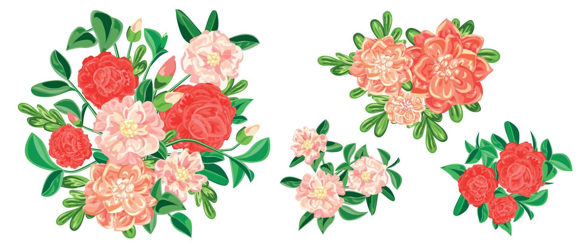 Camellia banner set, cartoon style vector