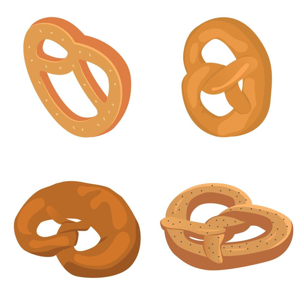 conjunto de iconos de oktoberfest de pretzel, estilo isométrico vector