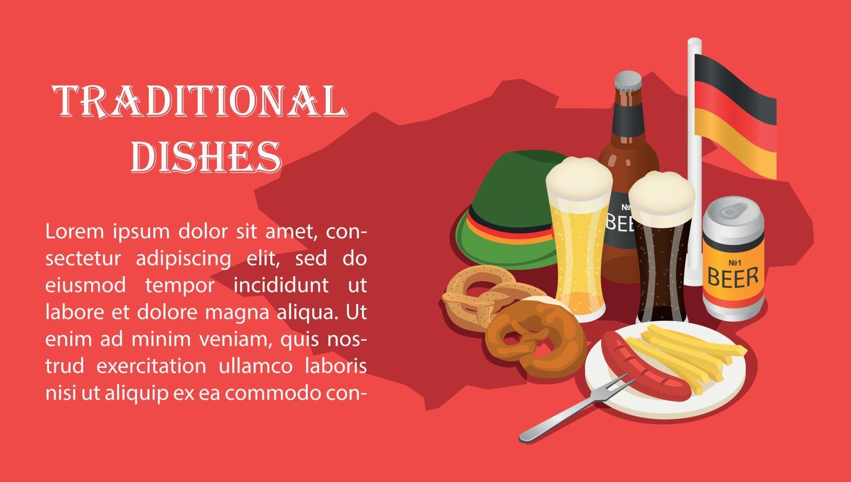 banner de menú de bebidas de cerveza del festival de octubre isométrico. vector