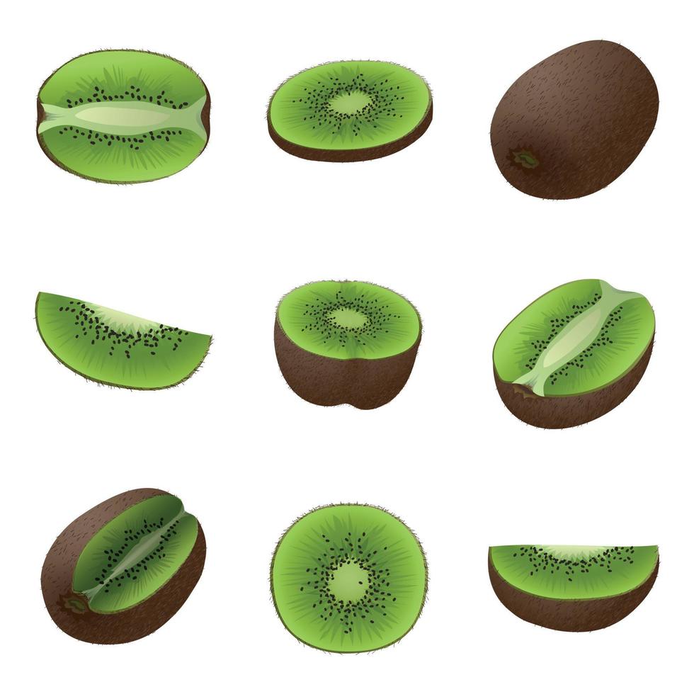 conjunto de iconos de kiwi, estilo de dibujos animados vector