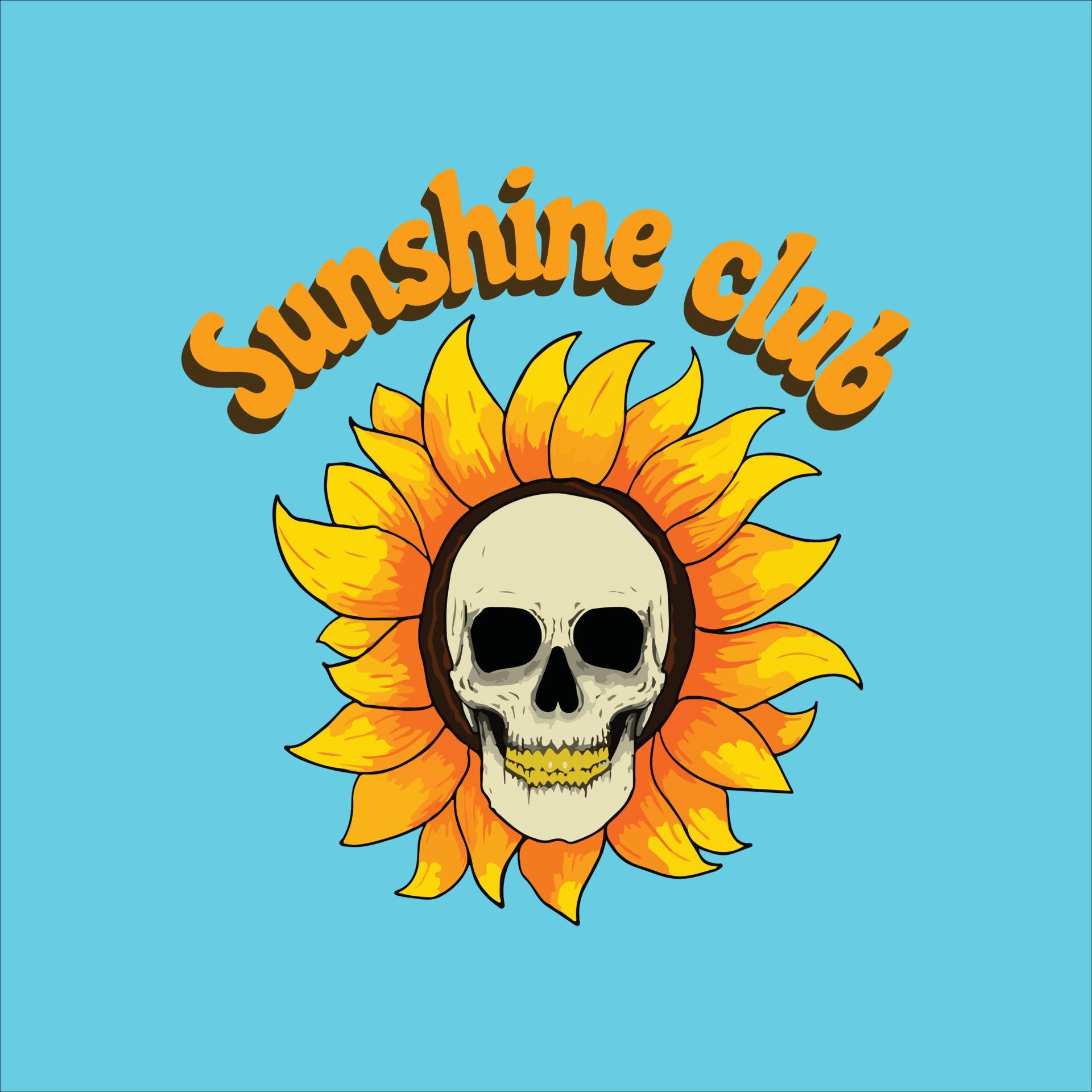 Sunshine club Skull Vector Illustration for apparel and poster