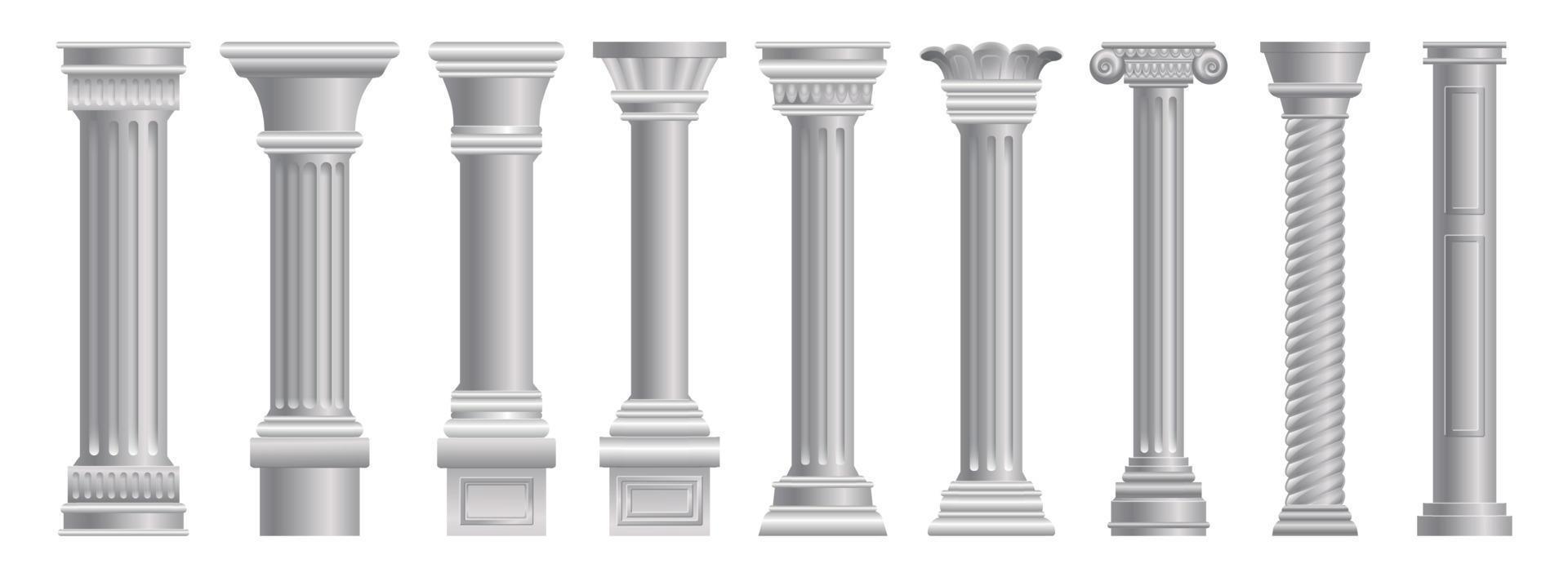 conjunto de iconos de pilar, estilo de dibujos animados vector