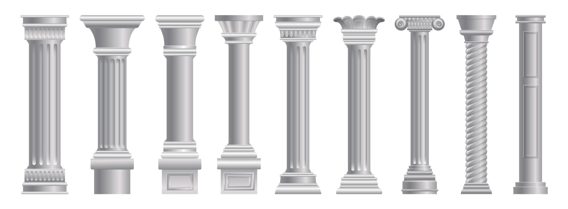 Pillar icons set, cartoon style 8791242 Vector Art at Vecteezy