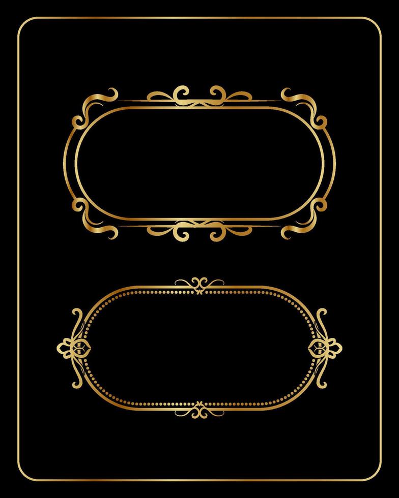 vintage frame, oval shape with gold color, vector design