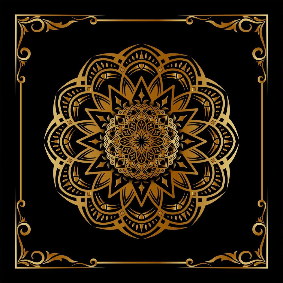 mandala vector with classic frame, elegant gold color