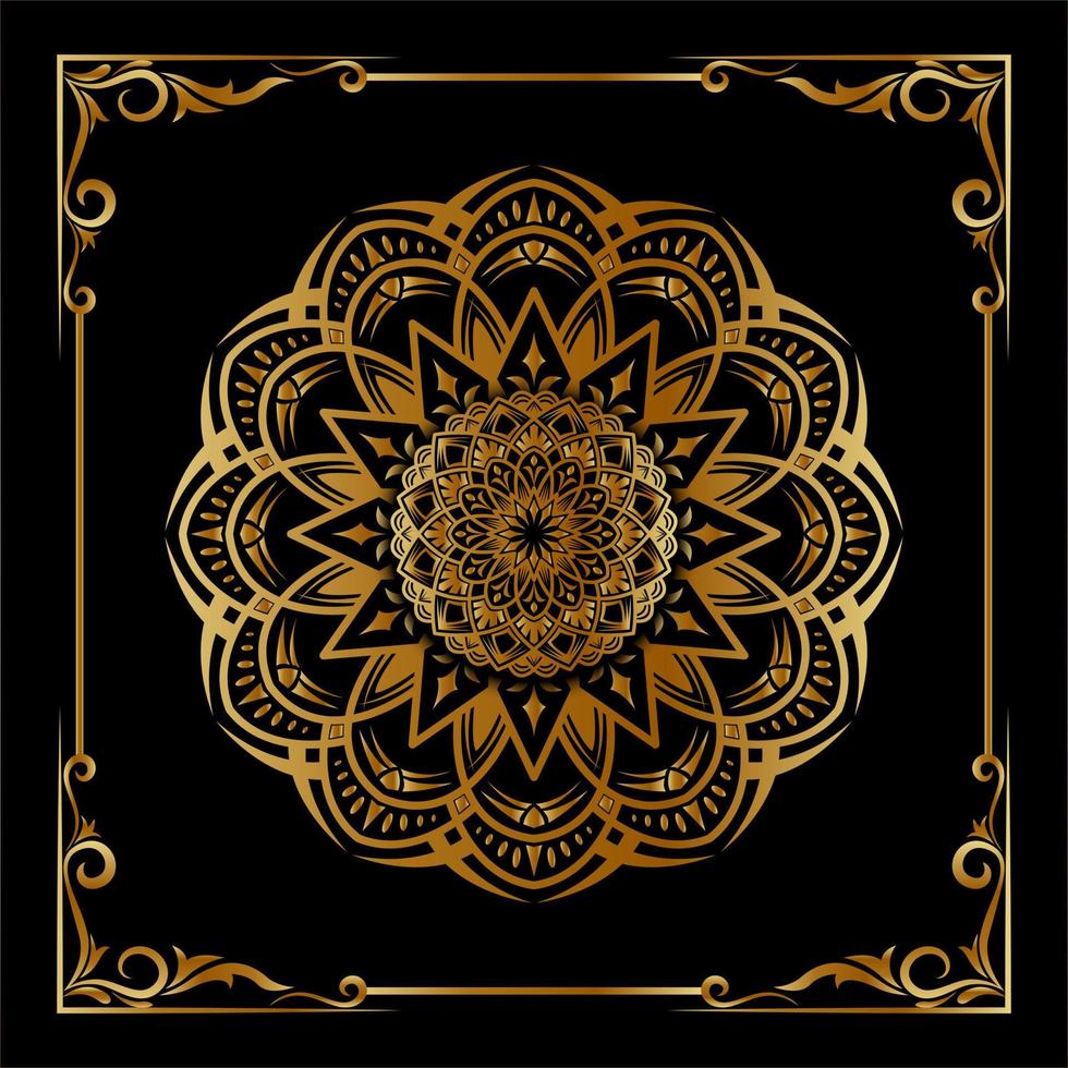 vector mandala con marco clásico, elegante color dorado