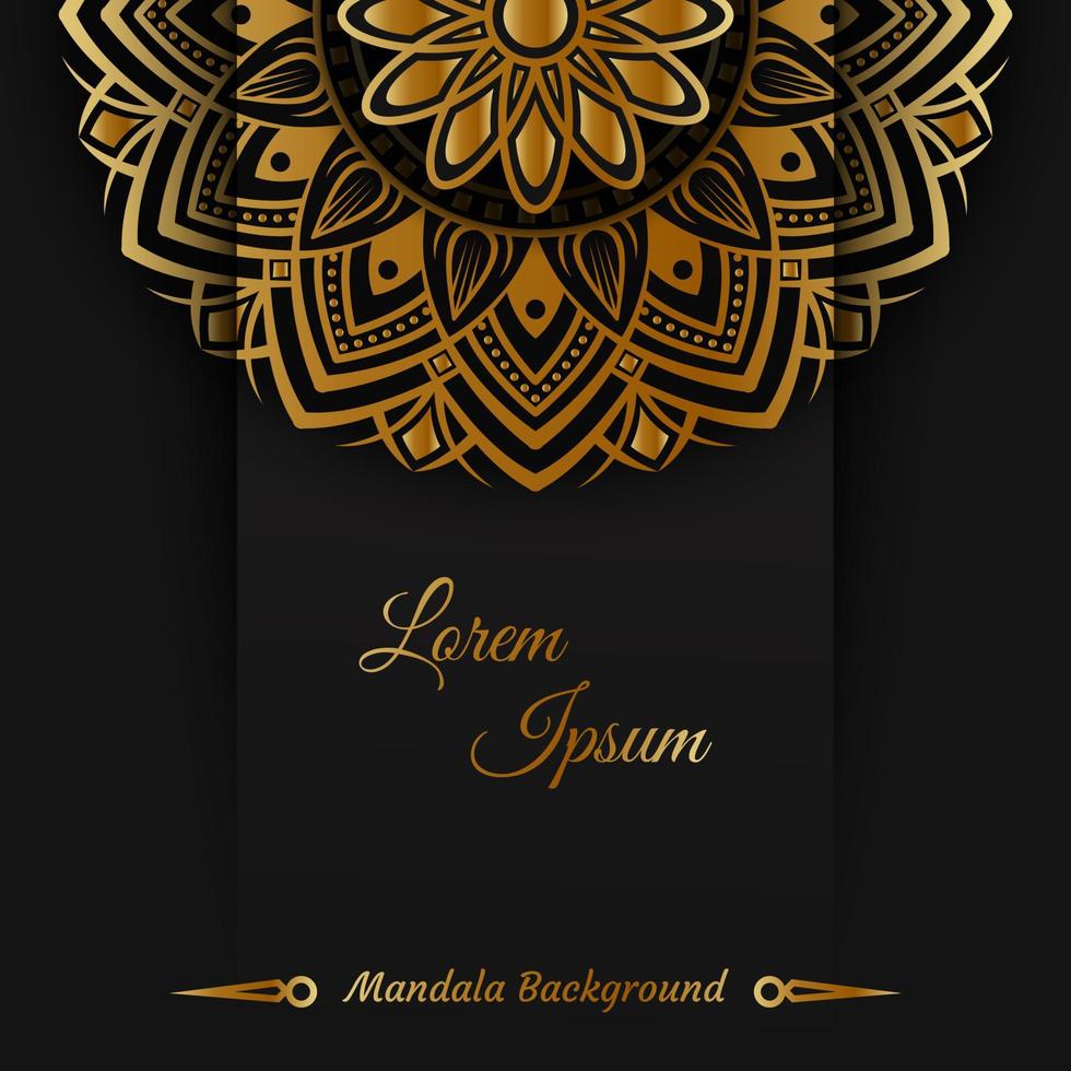 fondo de mandala de lujo negro y dorado vector