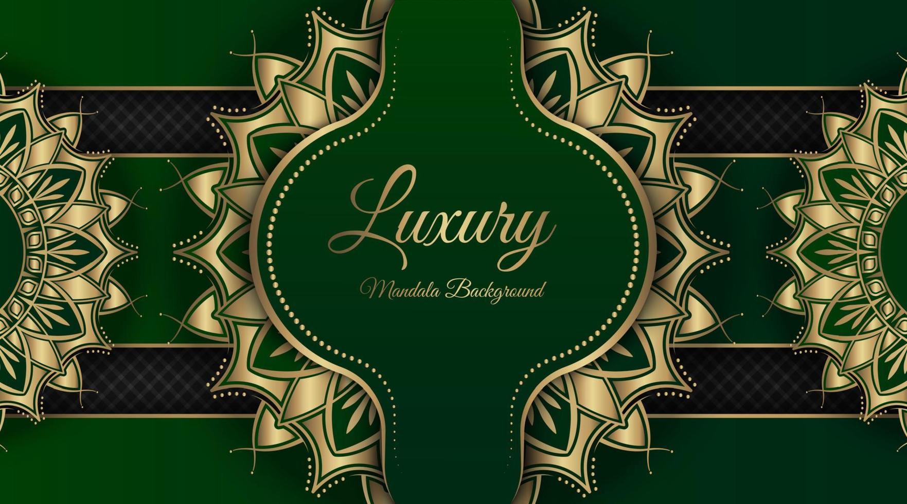 luxury mandala background, green and gold, design vector