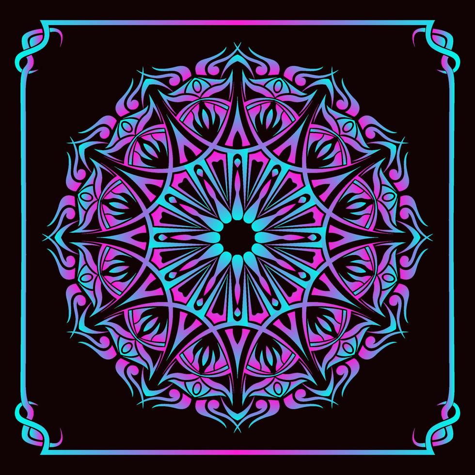 mandala vector, purple and blue gradient vector