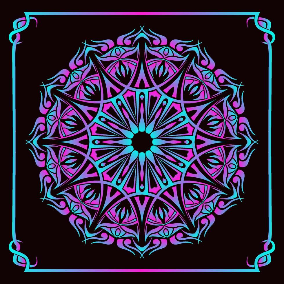 vector de mandala, degradado morado y azul