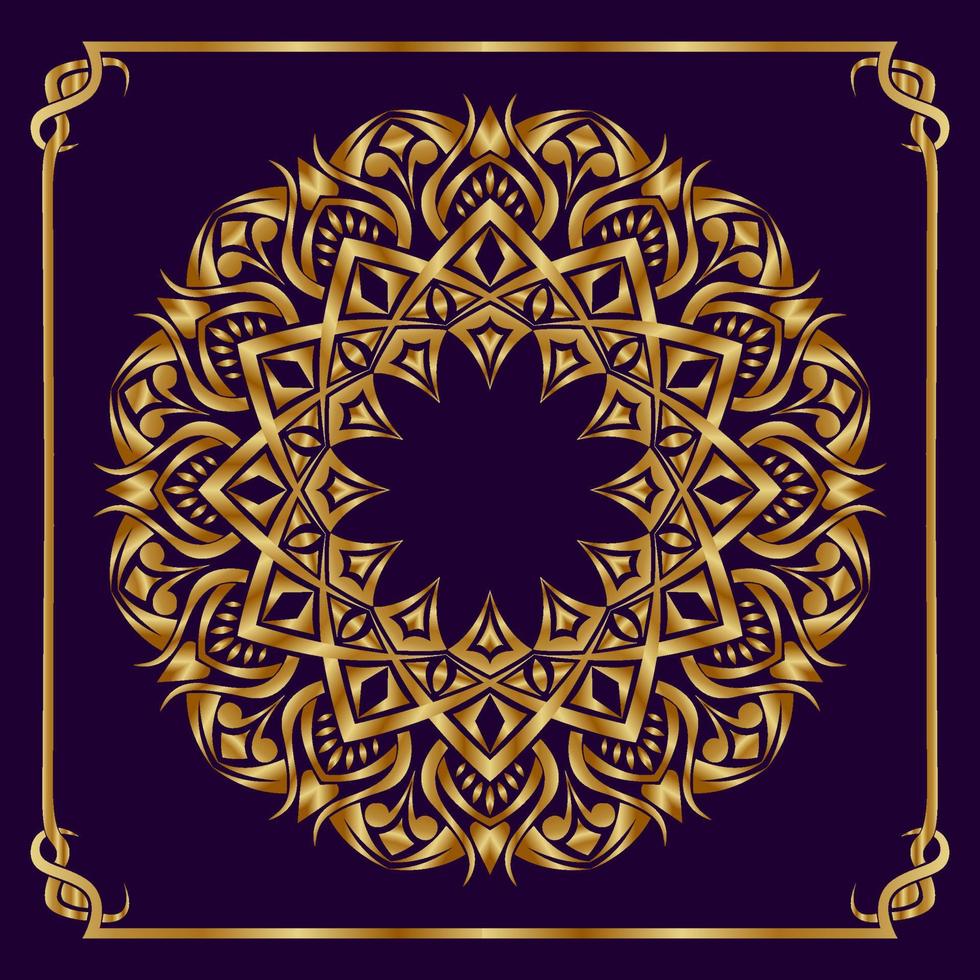 Gold round decoration, mandala vector