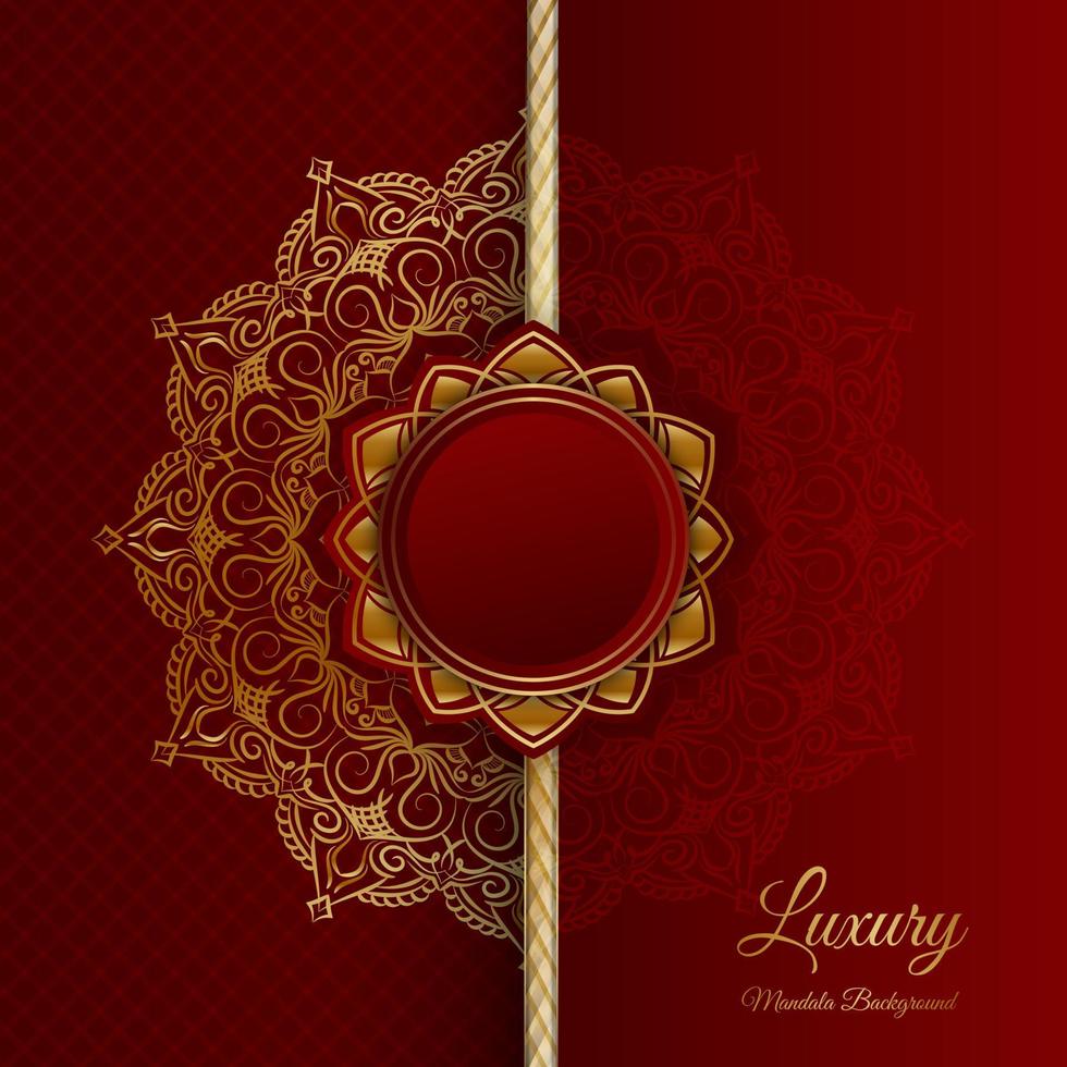 luxury background, with mandala ornament, red and gold vector