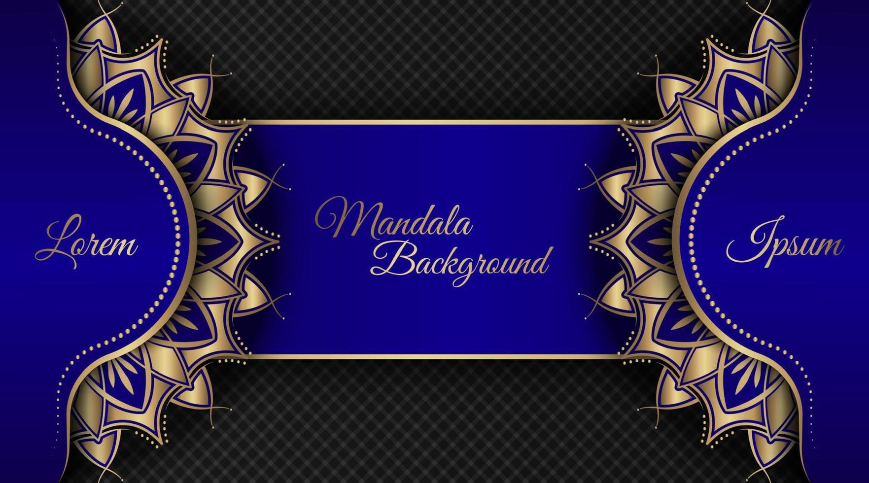 luxury mandala background, blue and gold, design vector