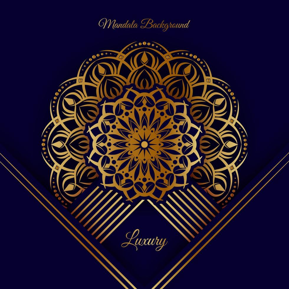 fondo de mandala, azul oscuro y dorado vector