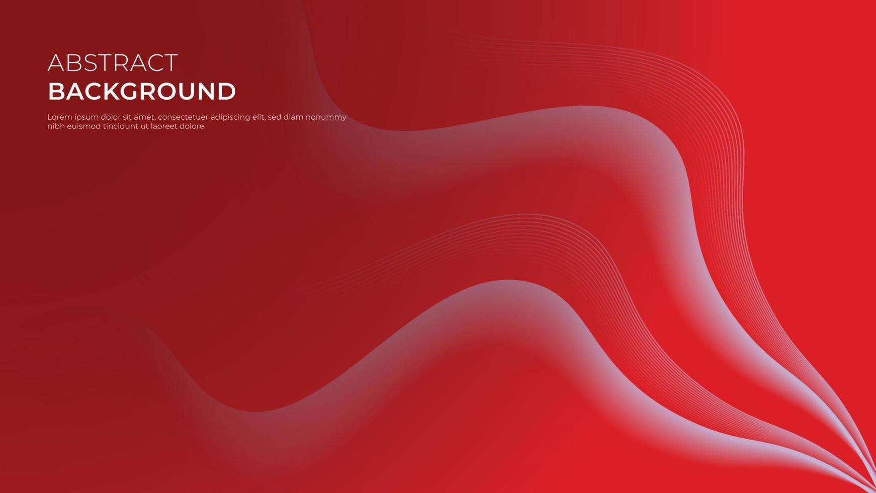 Abstract red gradient background of flow curves. Fluid gradation dynamic composition. Smooth and soft vector illustration