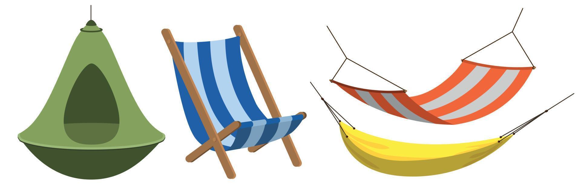 Hammock icons set, cartoon style vector