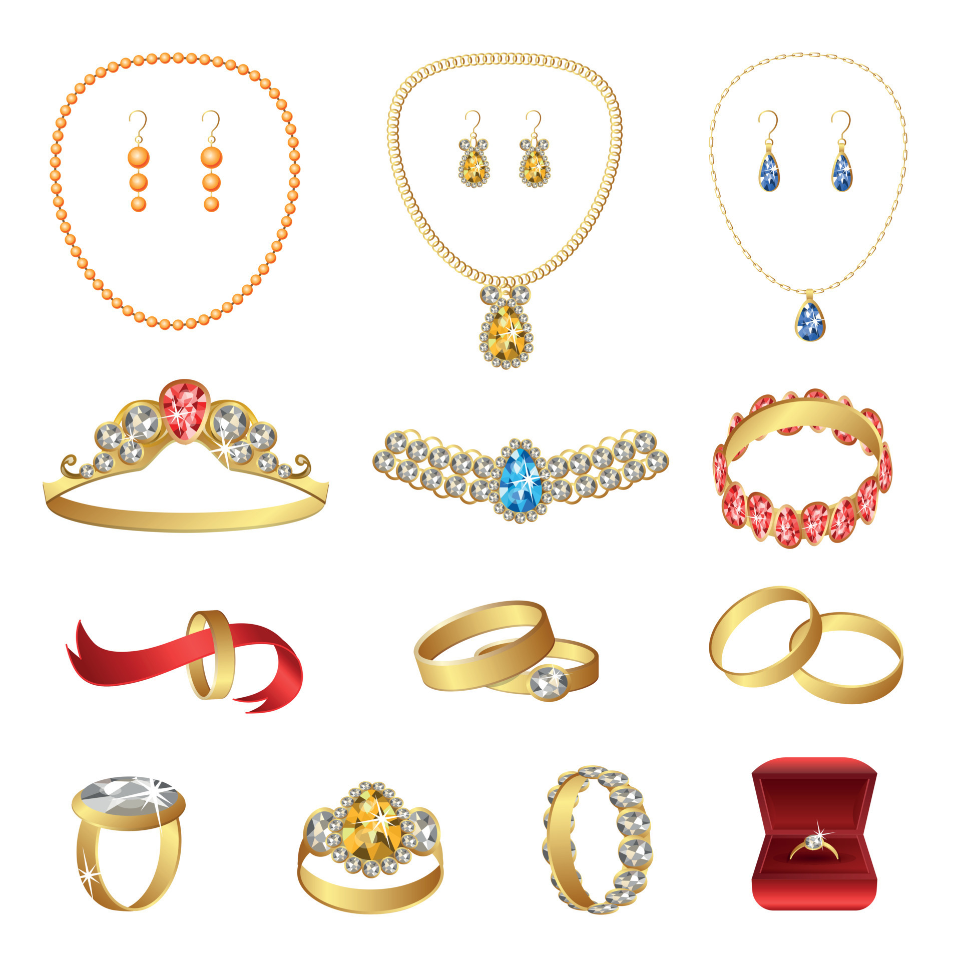 Jewellery icons set, cartoon style 8791511 Vector Art at Vecteezy