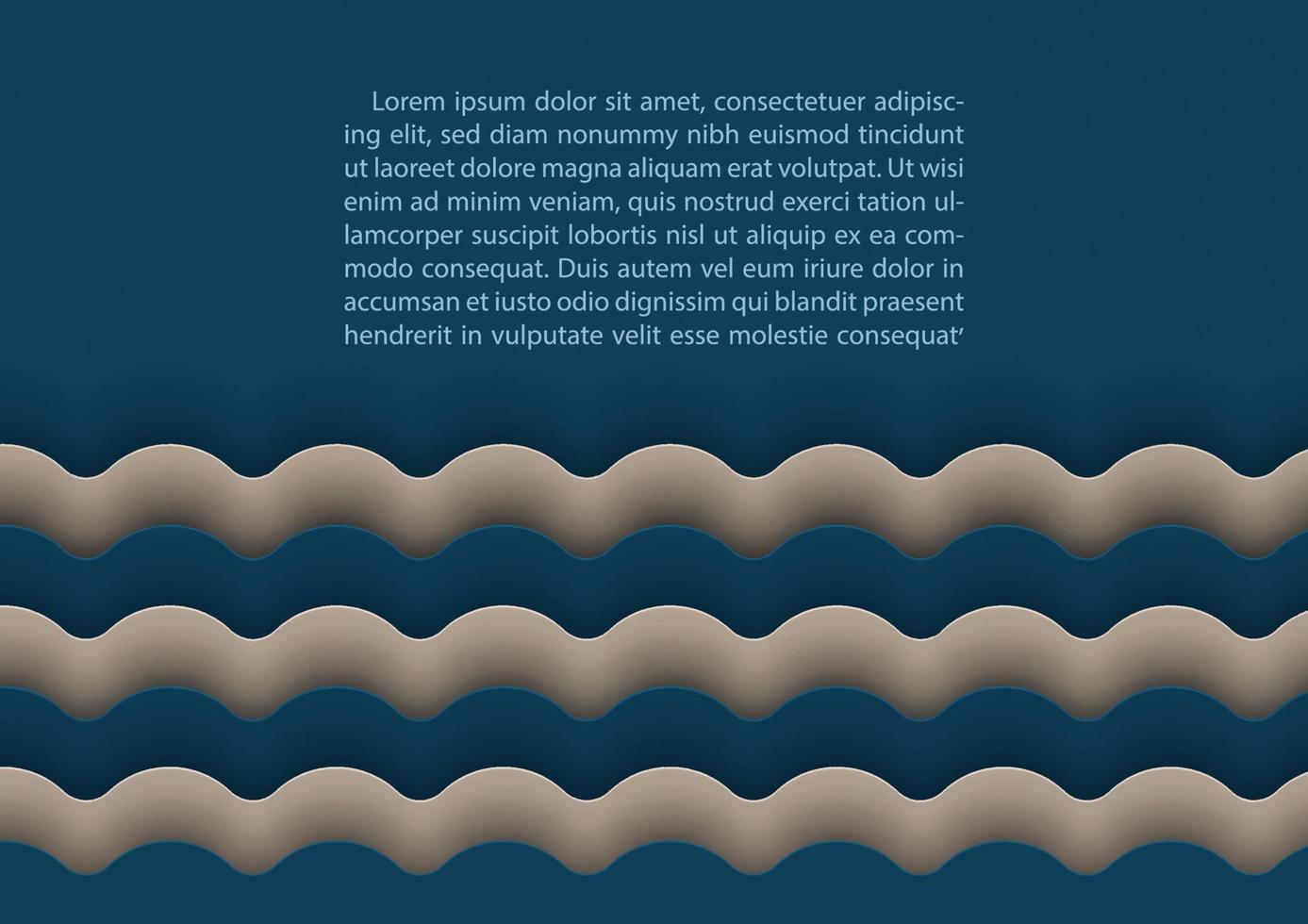 Example texts on abstract background in water wave shape on paper pattern navy blue color and light brown. All in paper cut with layers style and vector design.
