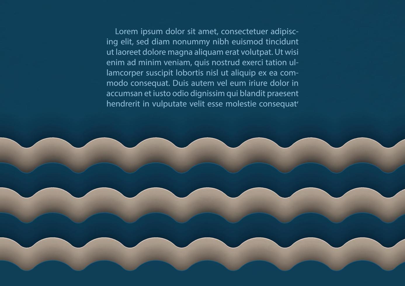 Example texts on abstract background in water wave shape on paper pattern navy blue color and light brown. All in paper cut with layers style and vector design.