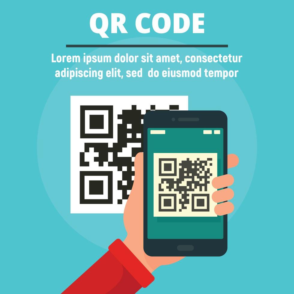 QR code scan concept banner, flat style vector
