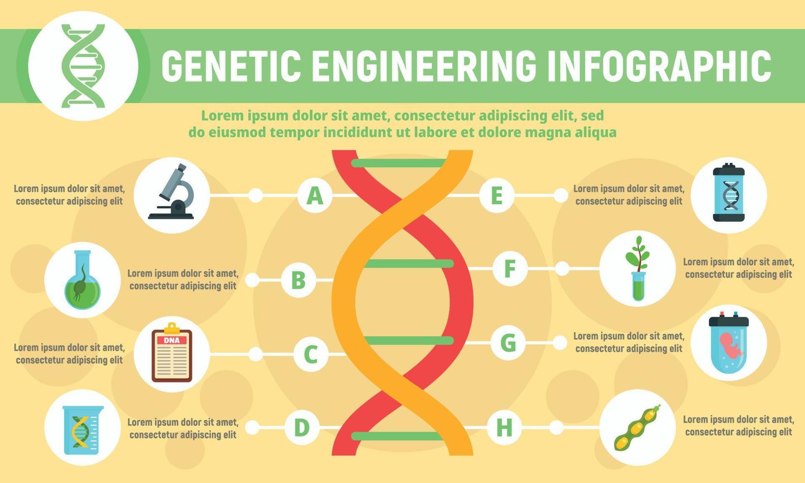 infografía de ingeniería genética, estilo plano vector