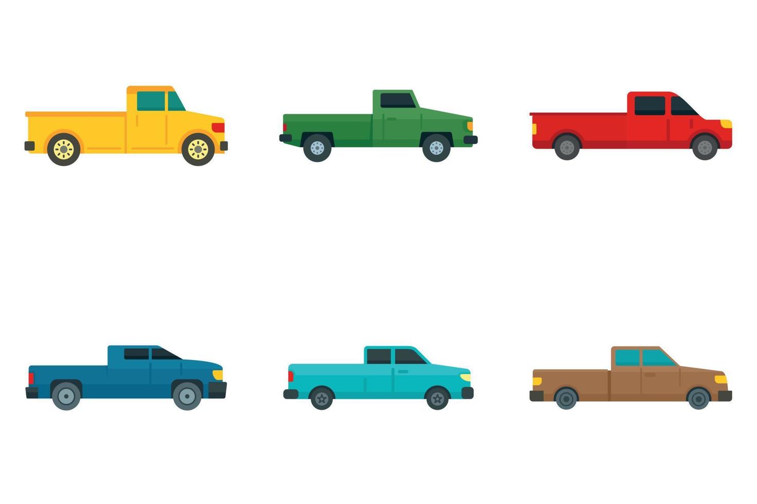 Pickup icons set, flat style vector