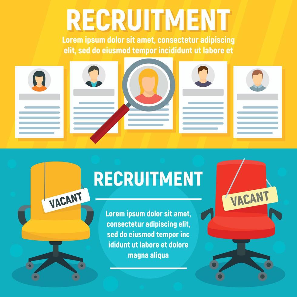 Recruitment banner set, flat style vector