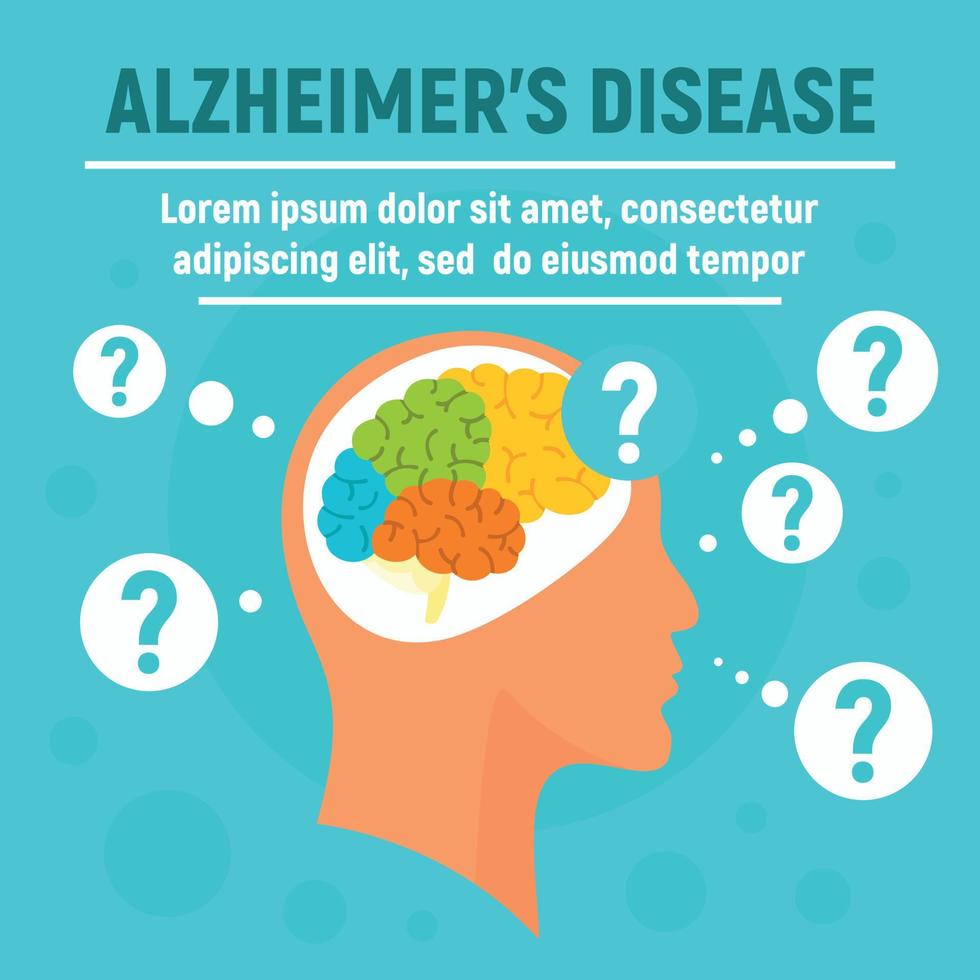 Alzheimers disease concept background, flat style vector