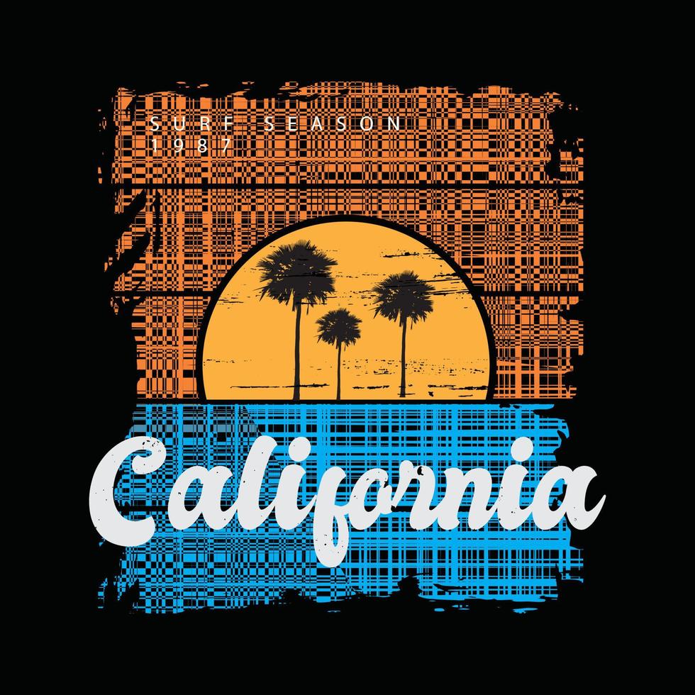 diseño de camisetas y prendas de vestir de ilustración de california vector