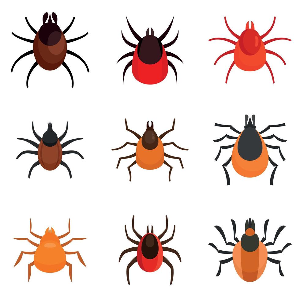 Mite icons set, flat style vector