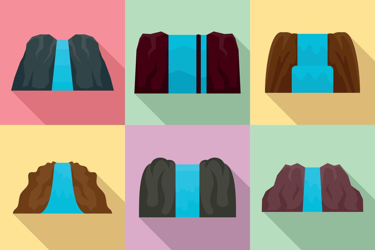 Cascade icons set, flat style vector