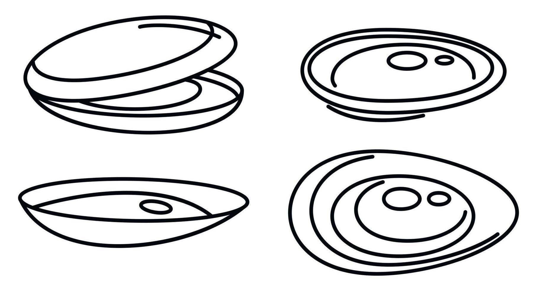 Mussels food icons set, outline style vector