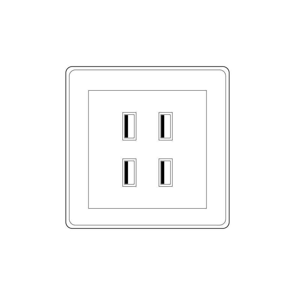 4 USB Ports Wall Socket Charger Power Outlet vector