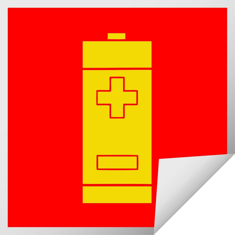 square peeling sticker cartoon electrical battery vector